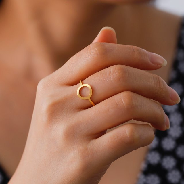 Skyrim Ring, Edelstahl, Gold, Damen, minimalistisch - Bild 1