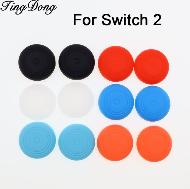 TingDong Anti-Rutsch Silikon Daumenkappen für Nintendo Switch Joy-Con Controller in Schwarz und Multicolour (4-20 Stück) - Bild 1