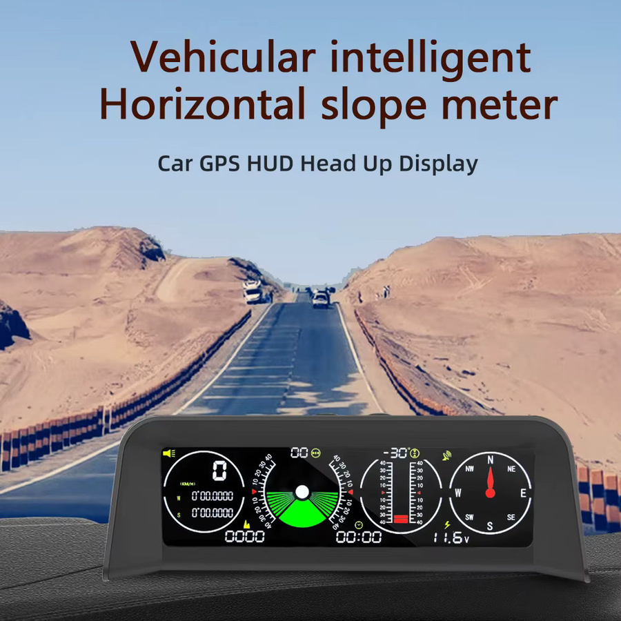 MAIMEIMI Multifunktions-Head-up-Display x90 GPS Tachometer mit Kompass und Neigungsmesser in Schwarz für Auto und Geländewagen - Bild 2