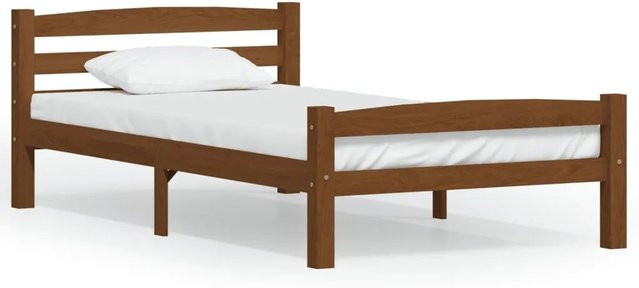 vidaXL Massivholzbett aus Kiefer in Braun, Modernes Bettgestell aus Massivholz, B/T/H: 90 x 200 x 66 cm - Bild 1