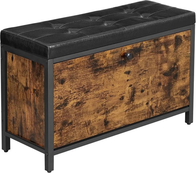 Vasagle Schuhbank im Industrie-Design mit Kunstleder in Braun-Schwarz, B/T/H: 80 x 30 x 51 cm - Bild 1