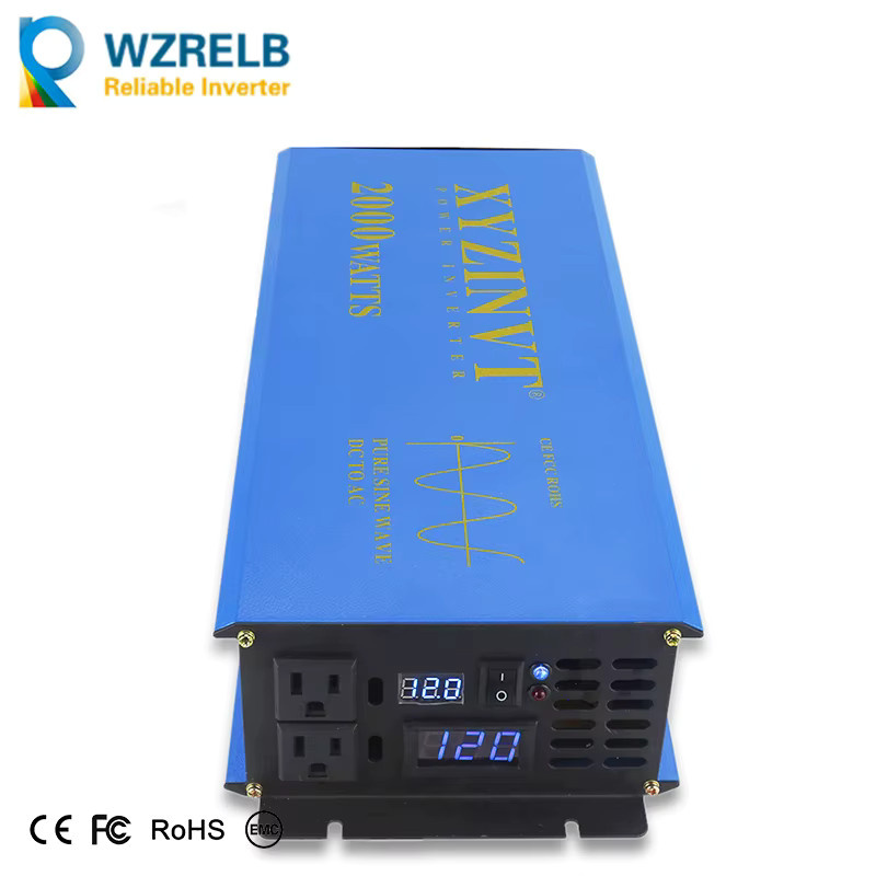 Blue Shell Sinus-Wechselrichter 2000W Reiner Sinus Konverter für Solarpanels 12V 24V 48V DC zu 110V 220V AC in Blau - Bild 2