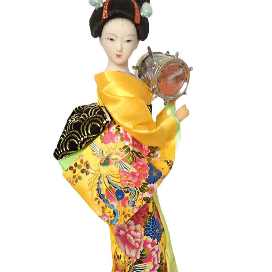 Homyl Japanische Geisha Statue Kabuki Mädchen in Kimono als orientalische Dekoration für Regal und Tisch, Multicolor, Höhe: 22,86 cm - Bild 5