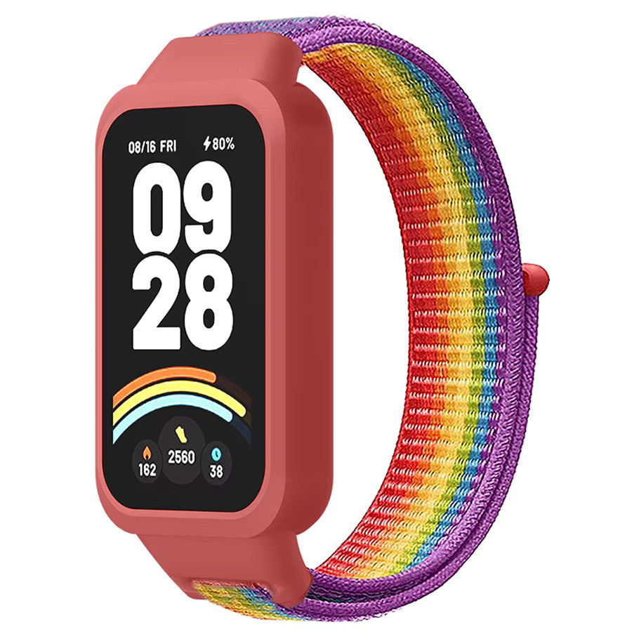 ATOPKEY Nylon Schleifen-Armband für Xiaomi Redmi Band 3, Mi Band 9 und Mi Band 9 Active, atmungsaktives Sportarmband in Weiss und Mehrfarbig, Unisex - Bild 1
