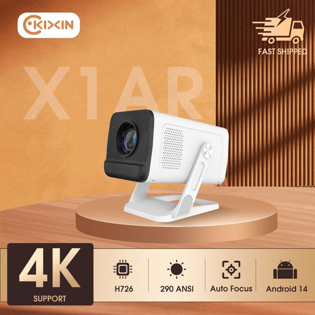 KIXIN 4K Beamer Projektor mit Android 14, LED Heimkino Projektor mit WIFI6, Bluetooth 5.4 und Keystone in Weiß - Bild 1
