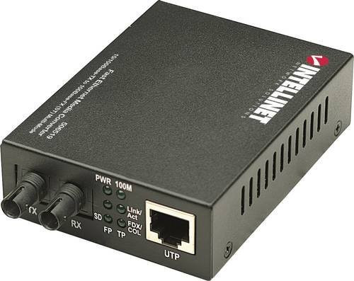 Intellinet 506519 Fast Ethernet Medienkonverter ST Duplex Multi-Mode 10/100Base-Tx zu 100Base-Fx, 1310 nm, Schwarz - Bild 1