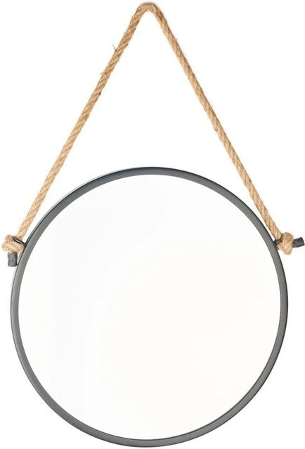 Swiss Aqua Technologies Rundspiegel in Schwarz mit Metallrahmen im Industrie- und Skandi-Stil, Durchmesser: 40 cm - Bild 1
