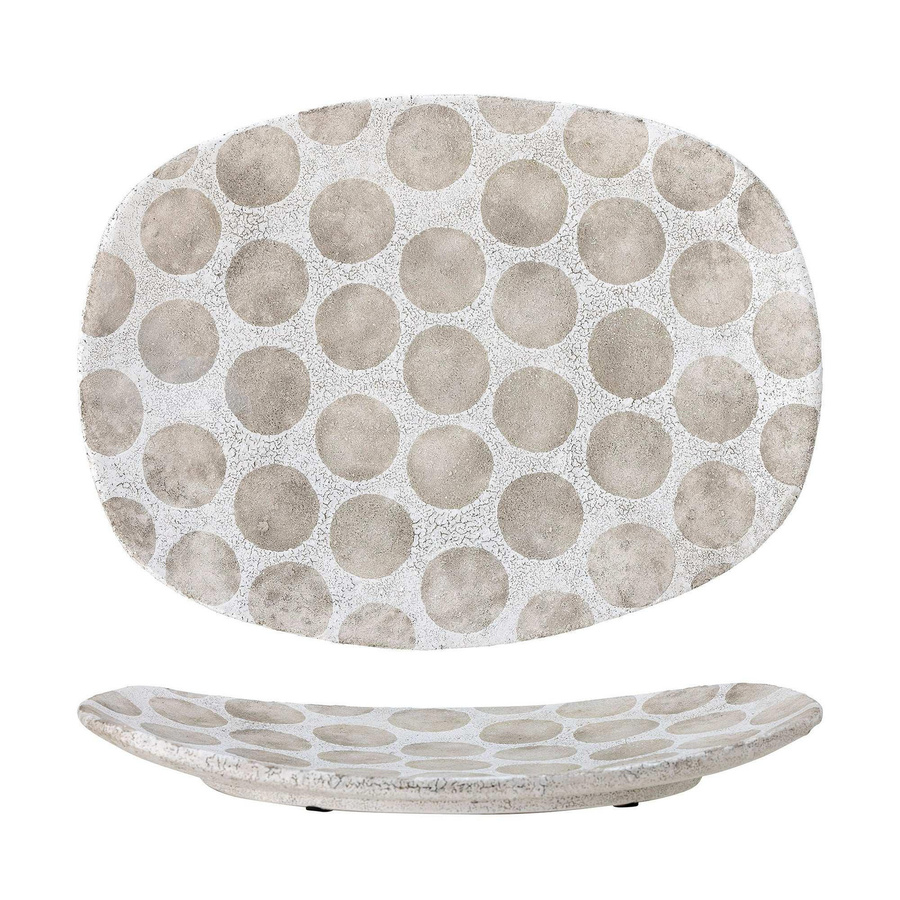 Bloomingville Tablett Felan Terrakotta Weiß Durchmesser: 42 cm - Bild 1