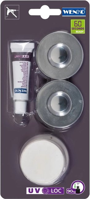WENKO Befestigungsset UV-Loc Klebeset in Silber Chrom - Bild 1