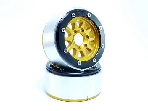 Metsafil 1:10 Crawler Felgen Gear aus Aluminium in Gold und Schwarz, 1 Paar - Bild 1