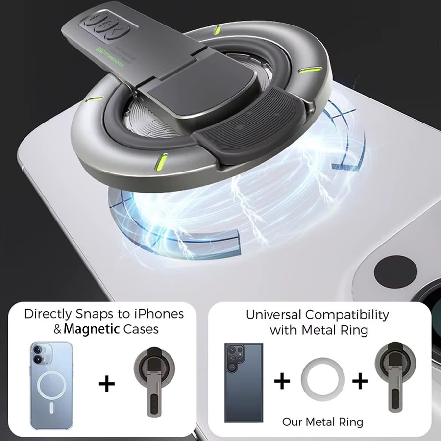 Doppelseitiger magnetischer Handyhalter mit 360 Grad Drehung und Fingerring in Weiß für iPhone 17 16 15 - Bild 3