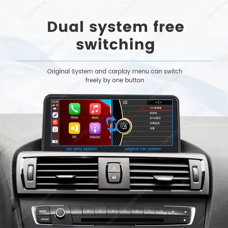 MEKEDE Android Autoradio mit 12,3 Zoll 2K Linux-Bildschirm, kabelloses CarPlay und Android Auto, GPS-Navigation, Bluetooth, RDS, FM, für BMW 5er F10 F11 2011-2017, Schwarz - Bild 4