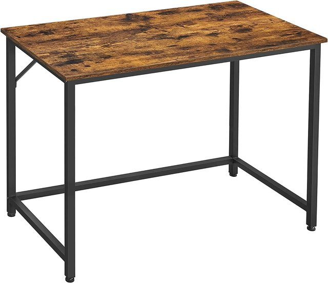 Vasagle Schreibtisch im Industrie-Design, Computertisch für Arbeitszimmer und Schlafzimmer, Braun-Schwarz, B/T/H: 100 x 50 x 75 cm - Bild 1