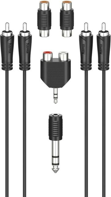 Hama Cinch-Anschluss-Set in Schwarz mit 3,5 mm Klinkenanschluss, Länge: 2,5 m - Bild 1