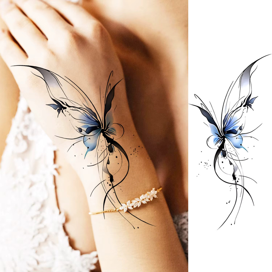 GoldOcean Temporäre Tattoos Schmetterlingsblumen und Halbmond, Damen - Bild 4