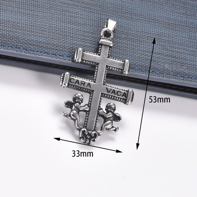 Halskette Caravaca Kreuz, Edelstahl, Schwarz, Unisex - Bild 1