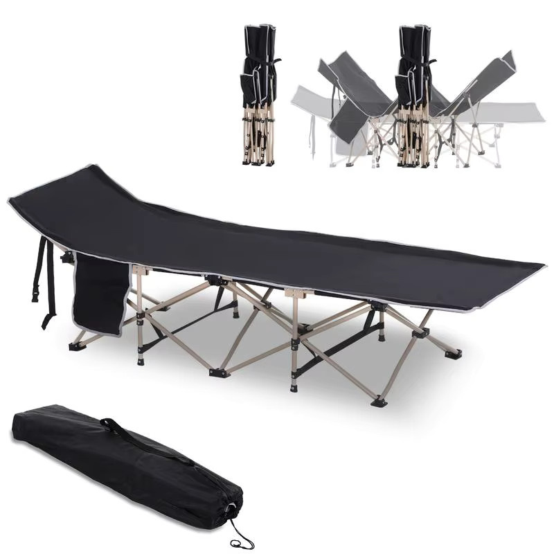 Faltbares Campingbett Schwarz Wetterfestes Feldbett mit Tragetasche für Outdoor Angeln und Garten B/T/H: 190 x 68 x 52 cm - Bild 8