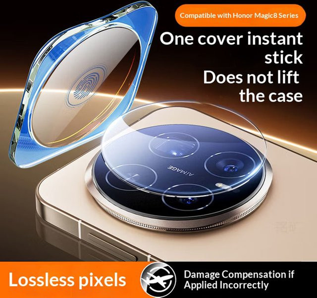 Honor Magic8 Pro und Honor Magic8 Kameraobjektivschutz Glas Kameraschutzfolie transparent mit Installationshilfe - Bild 1