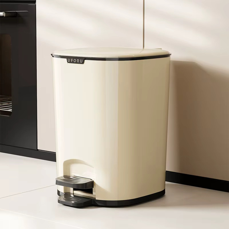 UFORU Fußpedal-Mülleimer geruchsdicht und auslaufsicher in Grün oder Beige - Bild 2