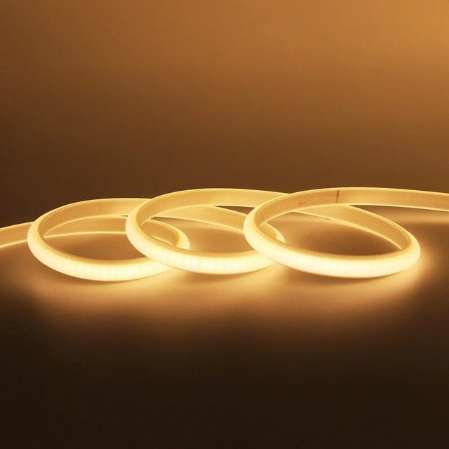Rybakov Home Lighting LED Neon COB Streifen Licht Gelb, 19m Wasserdichter Silikon Schlauch mit Schalter und Netzteil, 220V Flexible LED Band für Küche, Schrank und Dekoration - Bild 1