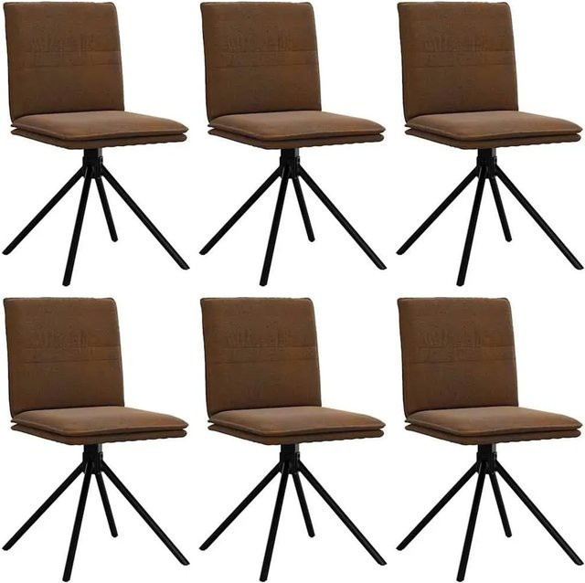 6er Set Esszimmerstühle von vidaXL in Braun mit Wildleder-Optik und modernen Metallbeinen - Bild 1