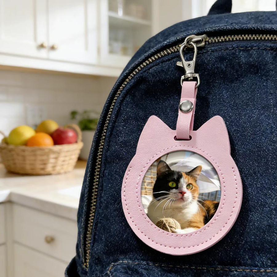 Transparente Abzeichenhülle in Katzenform mit Aufhängung, wasserdichte Abzeichen-Schutzhülle für 55 x 75 mm, Farbe: Pink - Bild 2