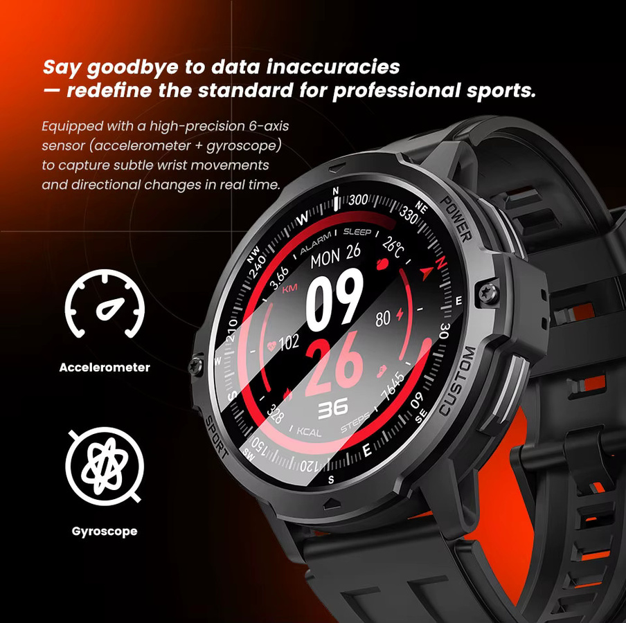 LEADOYS Smartwatch, GPS, Schwarz, Kunststoff, Herren - Bild 2