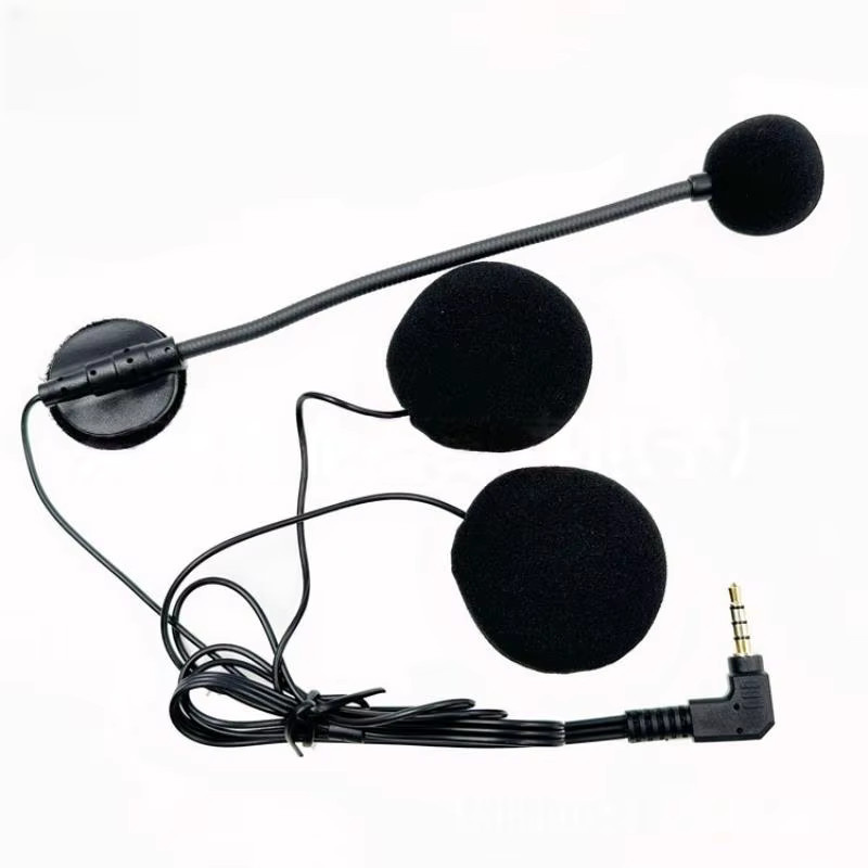 Motorrad Helm Headset Intercom mit 3,5mm Klinkenanschluss, Mikrofon und Doppel Lautsprechern in Schwarz - Bild 3