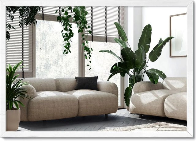 Wallfluent Rechteckiger Spiegel mit MDF-Holzrahmen in Weiß, Breite: 50 cm, Höhe: 70 cm - Bild 1