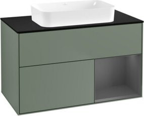 V&B Waschtischunterschrank Finion mit Wandbeleuchtung, Anthrazitgrau lackiert, Breite: 100 cm, Tiefe: 60,3 cm - Bild 1