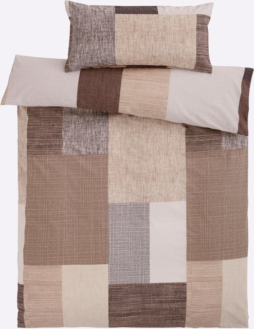 Heine Home Bettwäsche Graphic aus 100% Baumwolle Renforcé mit Reißverschluss in Beige, Grau und Multicolour - Bild 1