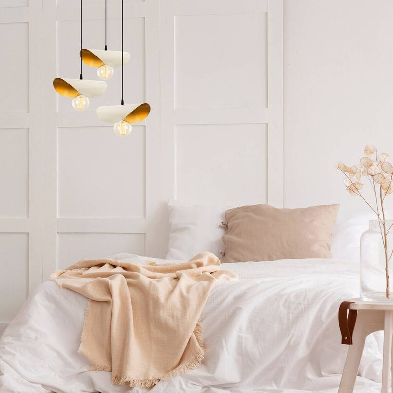 Opviq Pendelleuchte Sivani in Gold und Weiß aus Metall mit 3 E27 Fassungen, B/H/T: 45 x 106 x 45 cm - Bild 3