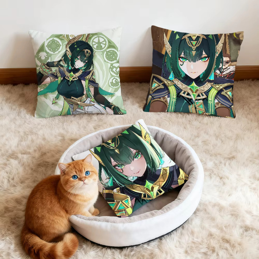 nefer Genshin Impact Fanart Kissenbezug mit Grafikdesign, quadratisch, Mehrfarbig, Breite: 30 cm, Höhe: 30 cm - Bild 3