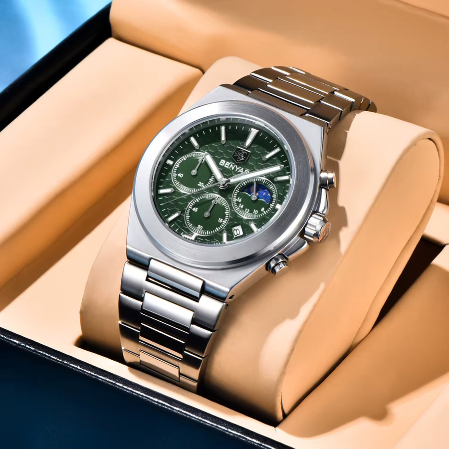 BENYAR Chronograph, Quarz, Edelstahl, Schwarz, Herren - Bild 3