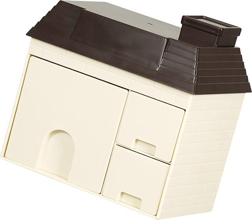 Multifunktionaler Desktop-Organizer von KONNWEI in Braun mit mehreren Fächern und Hausform