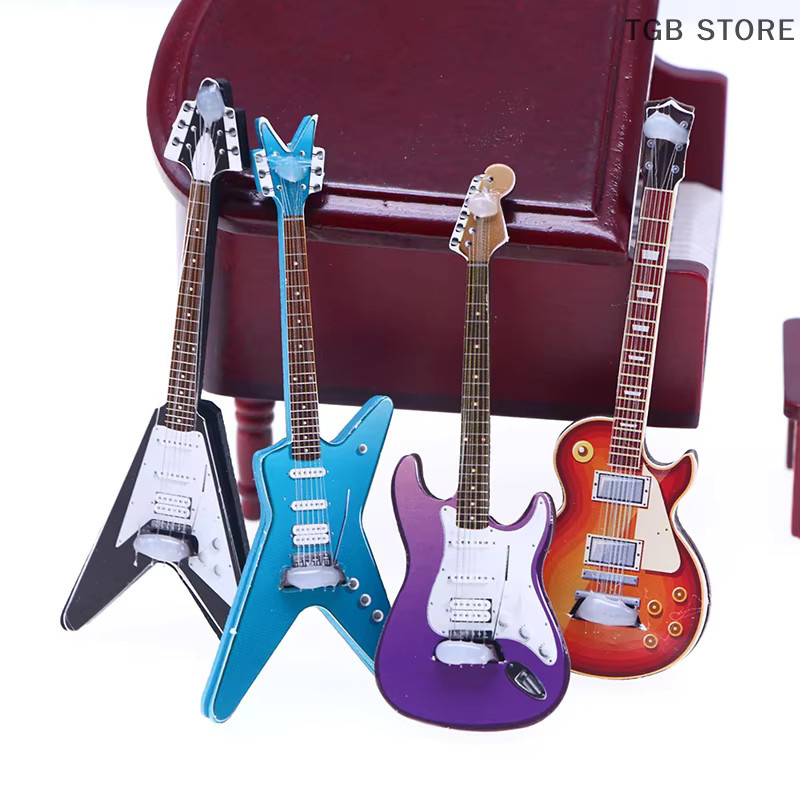 Miniatur elektrische Gitarre als Spielmodell und Zubehör für Puppenhaus-Szenen in Mehrfarbig - Bild 2