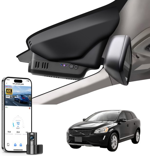 Mangoal 4K Dashcam für Volvo XC60 (2013-2026) mit GPS, WiFi und App-Steuerung, HD Nachtsicht, Schwarz - Bild 1