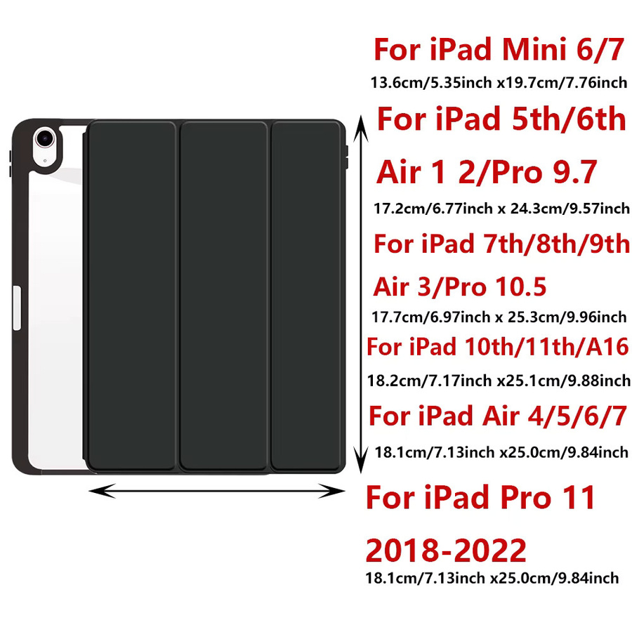 Smart Cover Hülle für Apple iPad Pro, Air und iPad Generationen mit Stifthalter und Tri-Folding Funktion in Transparent/Blau - Bild 2