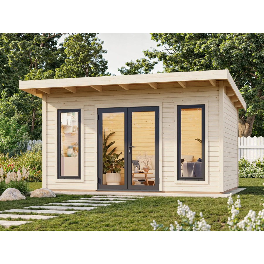 Palmako Holz-Gartenhaus Aurelia Pultdach aus Fichte in Natur mit modernem Design B: 446 cm, T: 300 cm, H: 264 cm - Bild 2