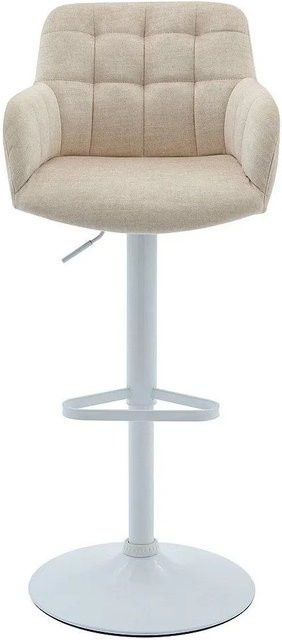 Vente-unique Barhocker Pega in Beige und Weiß mit Samtbezug und Metallgestell, Höhe: 50 cm - Bild 1