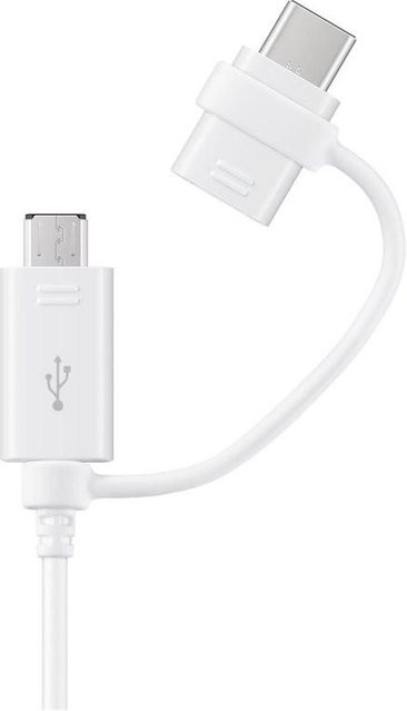 Samsung Datenkabel Micro-USB zu USB-A mit USB-C Adapter, Weiß - Bild 1