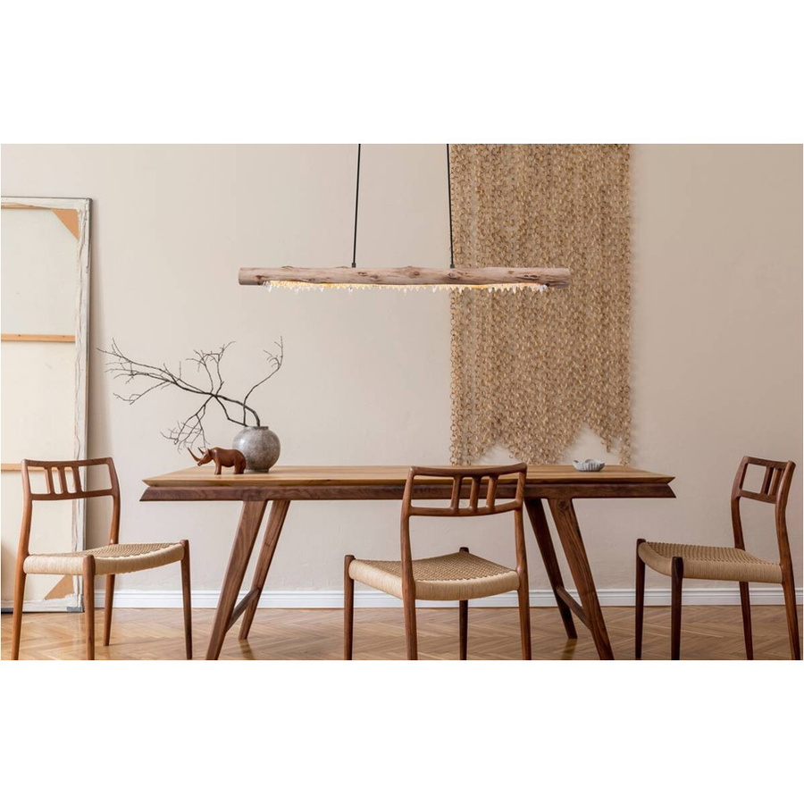 Globo LED-Pendelleuchte Felicitas in Natur und Schwarz aus Holz und Metall B/H/T: 100 x 150 x 8 cm - Bild 2