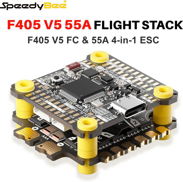 SpeedyBee F405 V5 Stack mit F405 V5 FC und 55A 4in1 ESC für RC FPV Racing Drones, Schwarz-Lila, Montagegröße: 30,5 x 30,5 mm - Bild 1