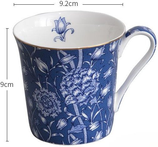 Knochenporzellan Tasse im Ölgemäldestil mit Seeanemone und Löwenzahn, Mehrfarbig, 370 ml - Bild 1