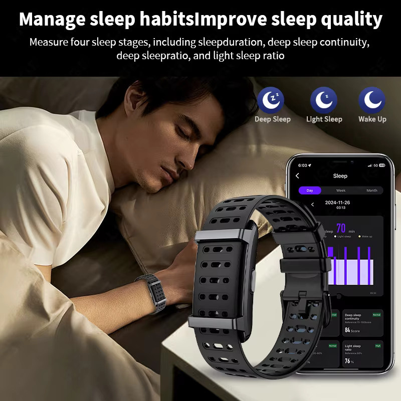 LIGE Smartwatch, Schwarz, Silikon, 1 ATM, Herren - Bild 4