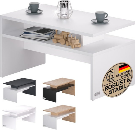 Couchtisch Sacramento von CASARIA® in Weiß, rechteckig, B/T/H: 95 x 55 x 50 cm