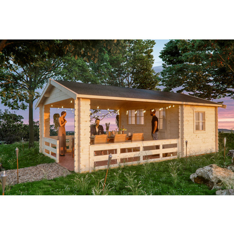 Skan Holz Gartenhaus Alicante 2 mit Satteldach in Beige, B/T/H: 420 x 603 x 258 cm - Bild 2