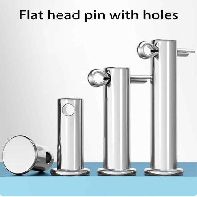 Positionierungsstift-Set aus 304 Edelstahl in Silber mit Lochstift, Welle und Splint, flacher Kopf und zylindrischer Form, GB882, Größen M3 bis M8 - Bild 1