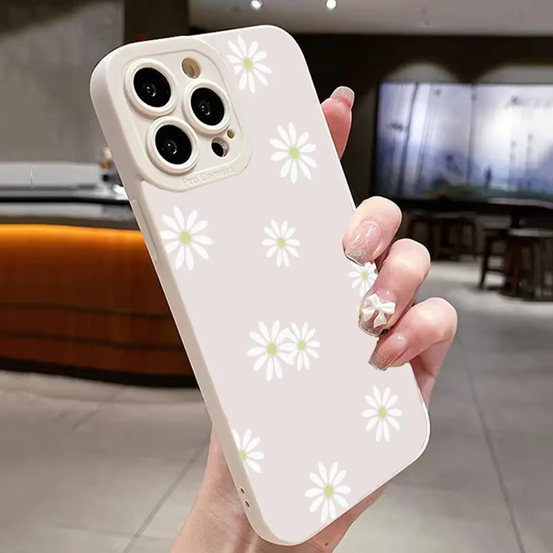 Handyhülle mit Wildblumen- und weißen Punkten für iPhone 15 Pro Max, iPhone 14, 13, 12, 11, XS, XR, X, 7, 8 Plus in Weiß - Bild 4