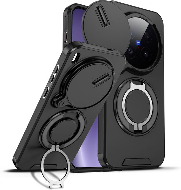 Vivo X300 Pro Hülle mit Magnetring und Kameraschutz für Magsafe kabelloses Laden in Schwarz oder Rot - Bild 1